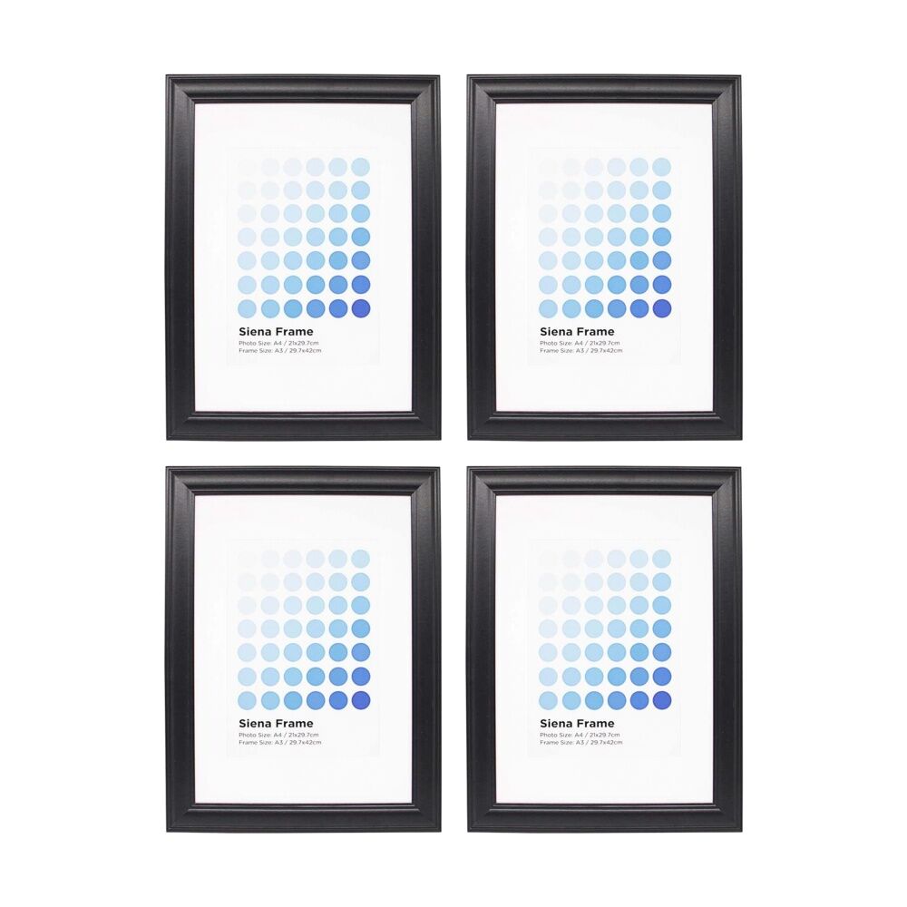 4PK Braz A3 Siena Image Photo Document Display Frame 29.7x42cm Black