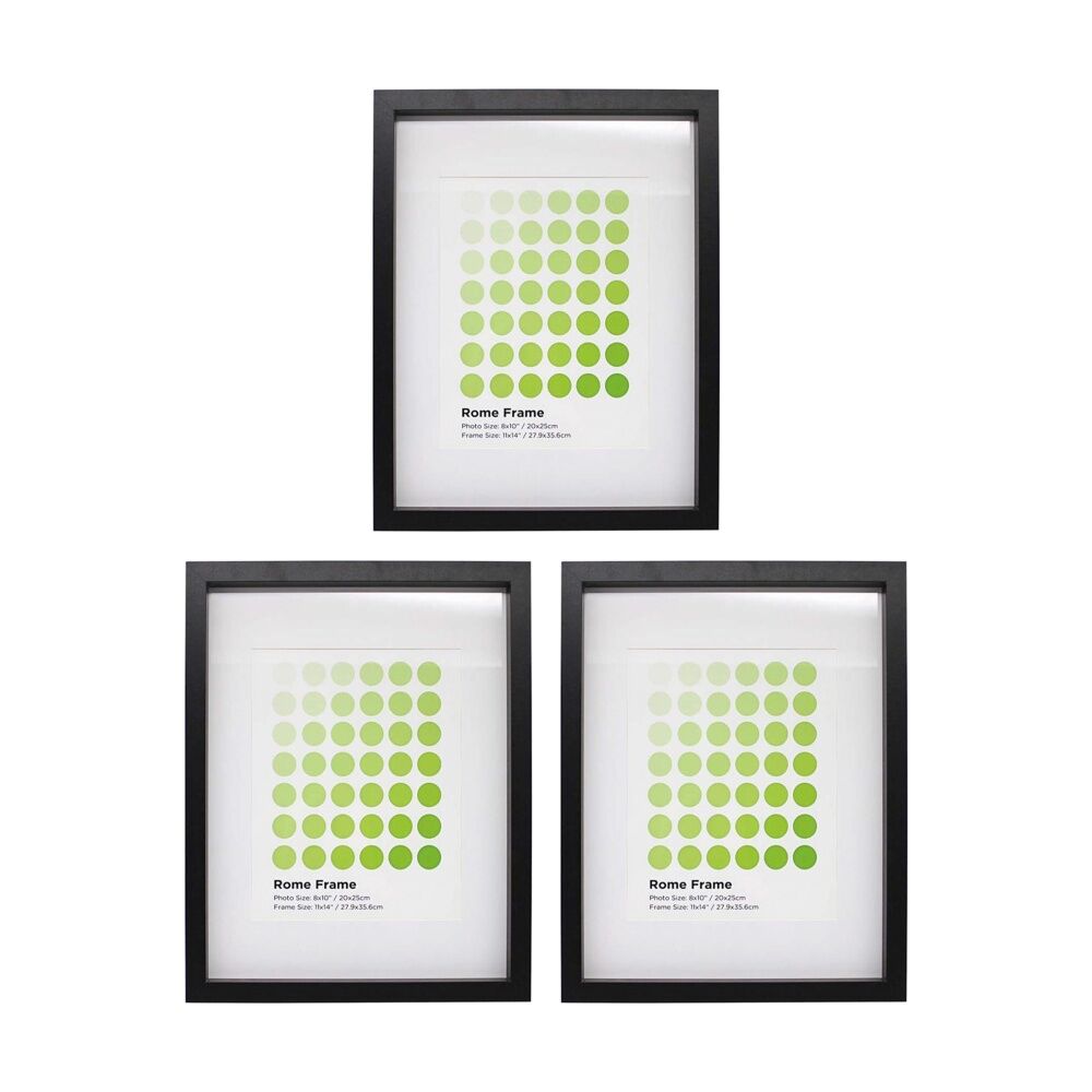 3PK Braz Rome Image Photo Document Display Frame 27.9x35.6cm Black