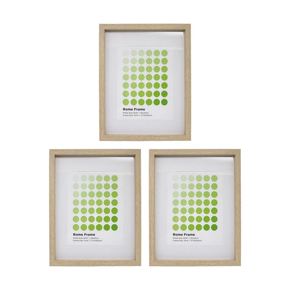 3PK Braz Rome Image Photo Document Display Frame 27.9x35.6cm Beech