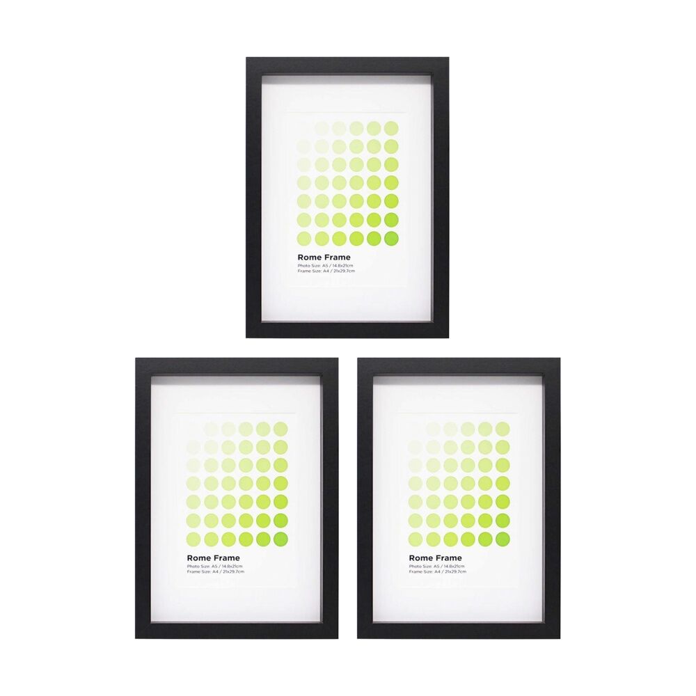 3PK Braz A4 Rome Image Photo Document Display Frame 29.7x21cm Black