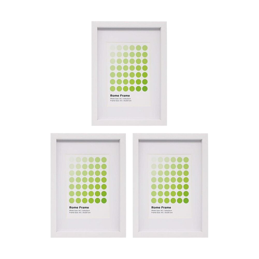 3PK Braz A4 Rome Image Photo Document Display Frame 29.7x21cm White