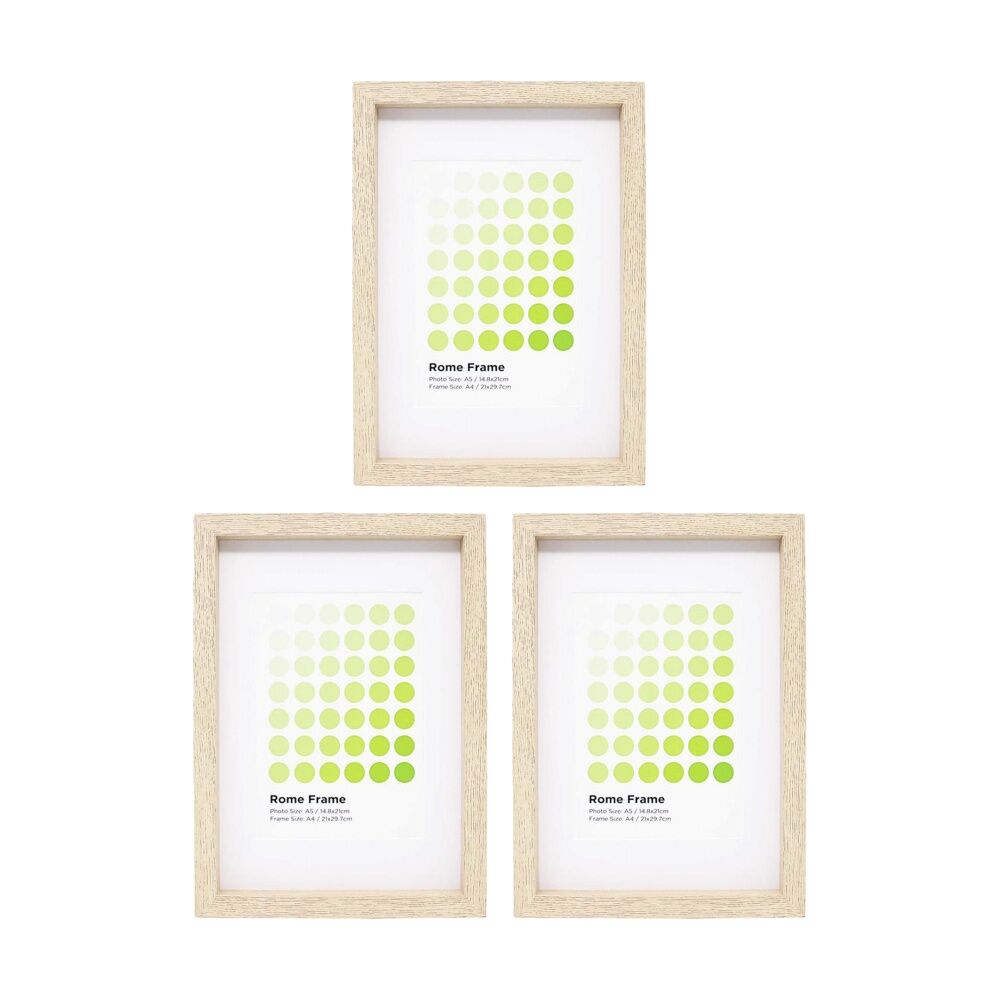 3PK Braz A4 Rome Image Photo Document Display Frame 29.7x21cm Beech