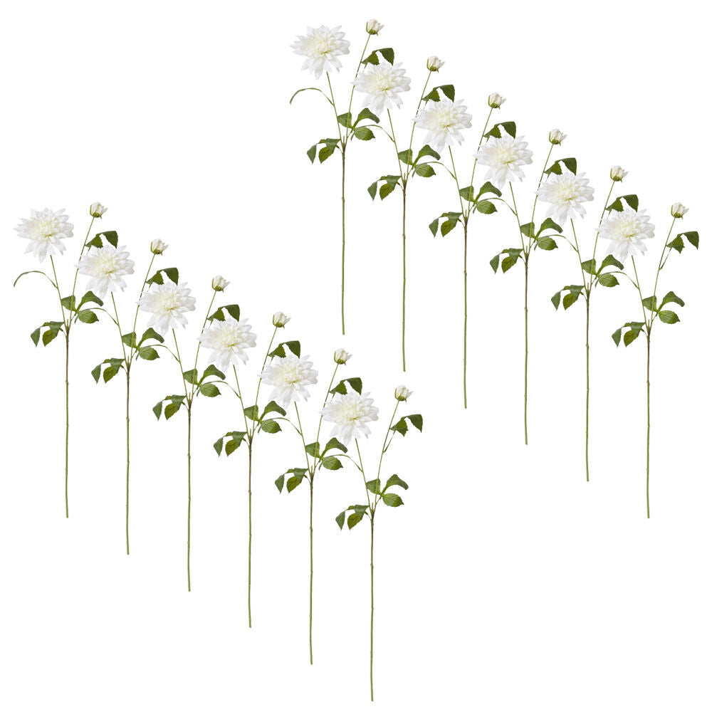 12PK E Style Dahlia Spray Artificial Flower Home Decor White 18x15x72cm