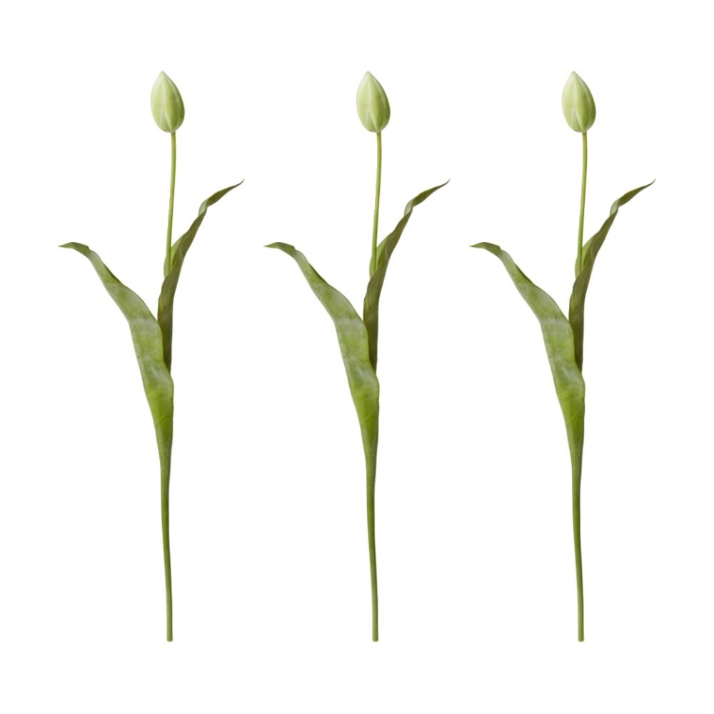 3PK E Style Tulip Stem Durable Artificial Flower Decor Green 9x3x74cm