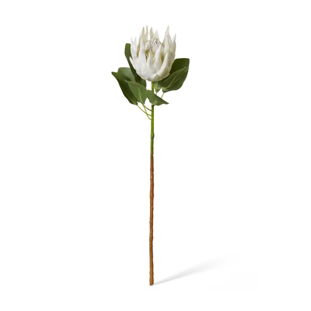 2PK E Style Protea King Stem Artificial Flower Off White 20x13x74cm