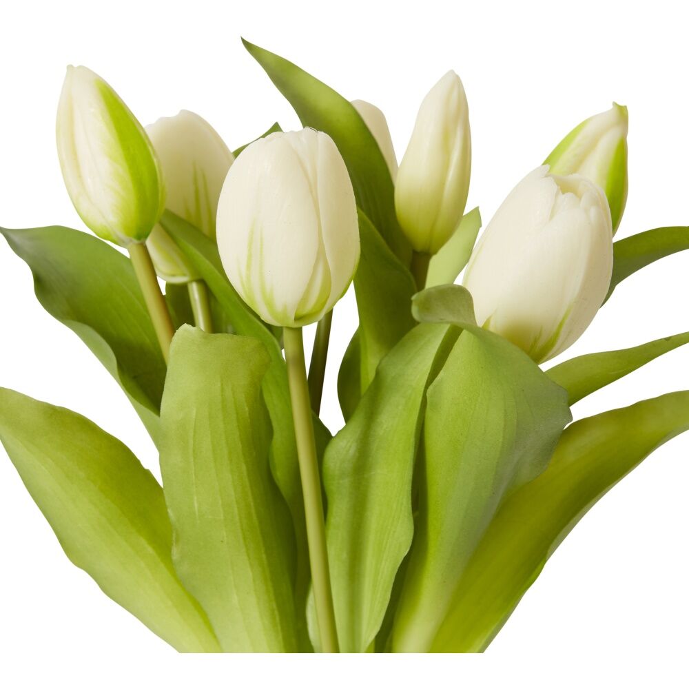 4PK E Style Tulip Petite Artificial Flower Bundle White 22x22x30cm