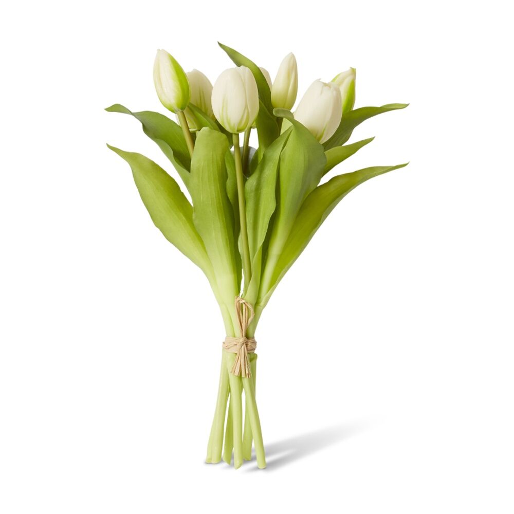 4PK E Style Tulip Petite Artificial Flower Bundle White 22x22x30cm