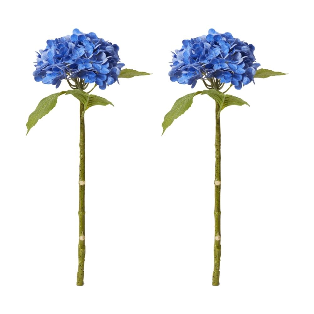 2PK E Style Hydrangea Classic Artificial Flower Stem Dark Blue 30x20x52cm