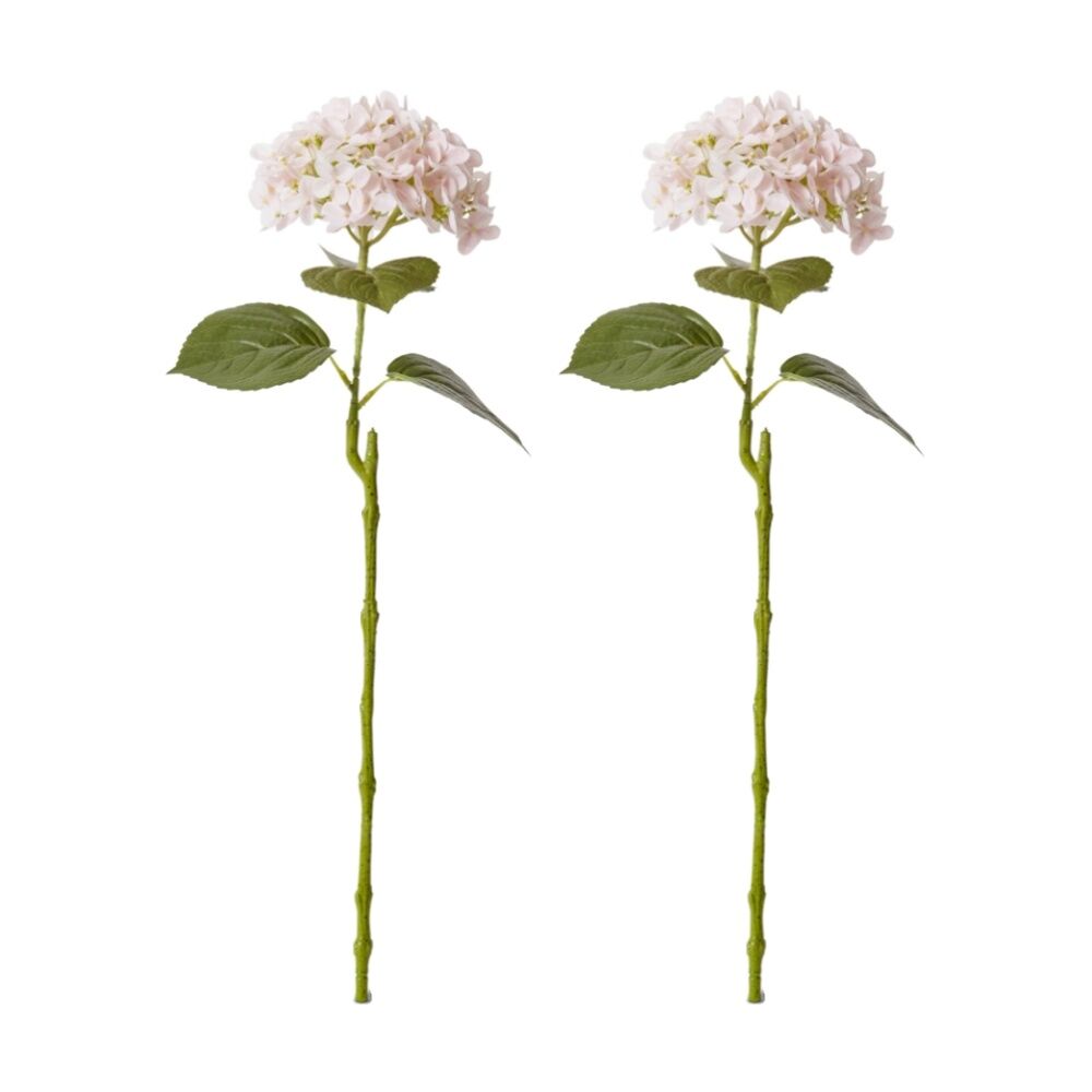 2PK E Style Hydrangea Garden Stem Artificial Flower Soft Pink 26x20x61cm