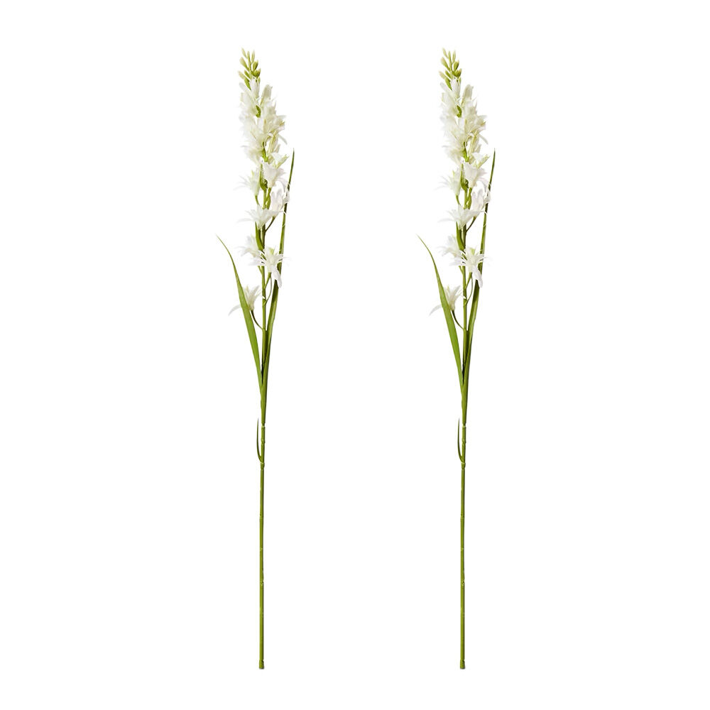 2PK E Style Tuberose Stem Durable Artificial Flower Decor White 12x10x90cm