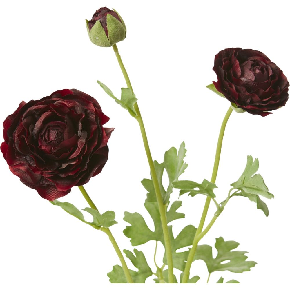 2PK E Style Ranunculus Floral Stem Spray Artificial Flower Burgundy 20x18x64cm