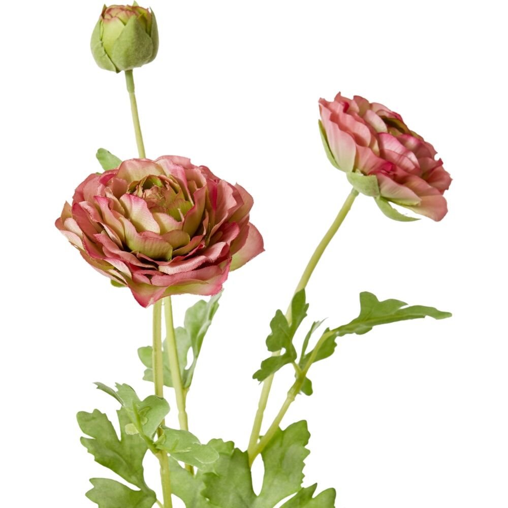 4PK E Style Ranunculus Floral Stem Spray Artificial Flower Dark Pink 20x18x64cm