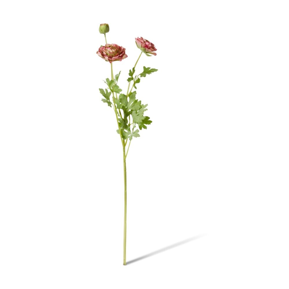 4PK E Style Ranunculus Floral Stem Spray Artificial Flower Dark Pink 20x18x64cm