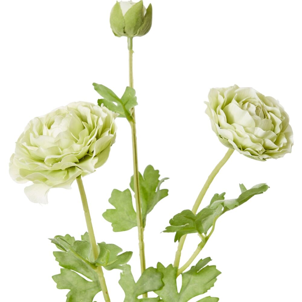 4PK E Style Ranunculus Floral Stem Spray Artificial Flower Green 20x18x64cm