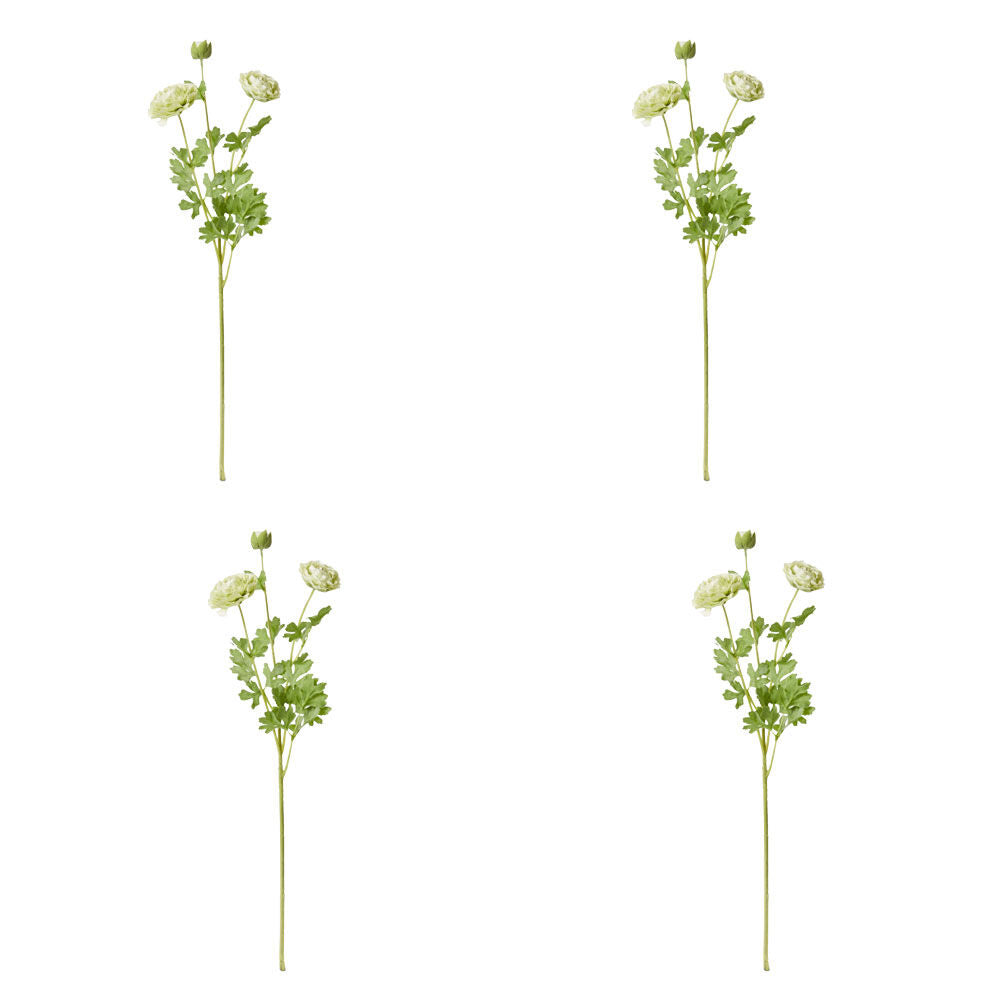 4PK E Style Ranunculus Floral Stem Spray Artificial Flower Green 20x18x64cm