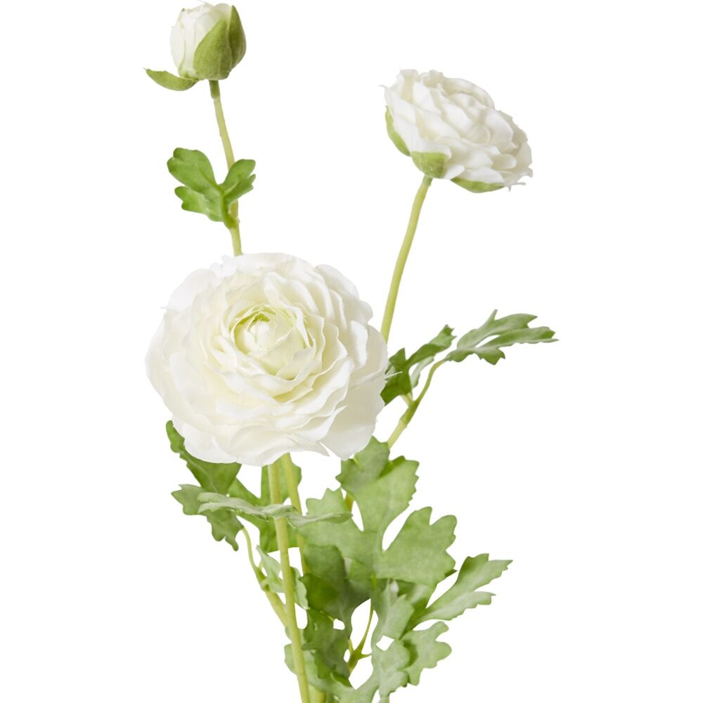 2PK E Style Ranunculus Floral Stem Spray Artificial Flower White 20x18x64cm
