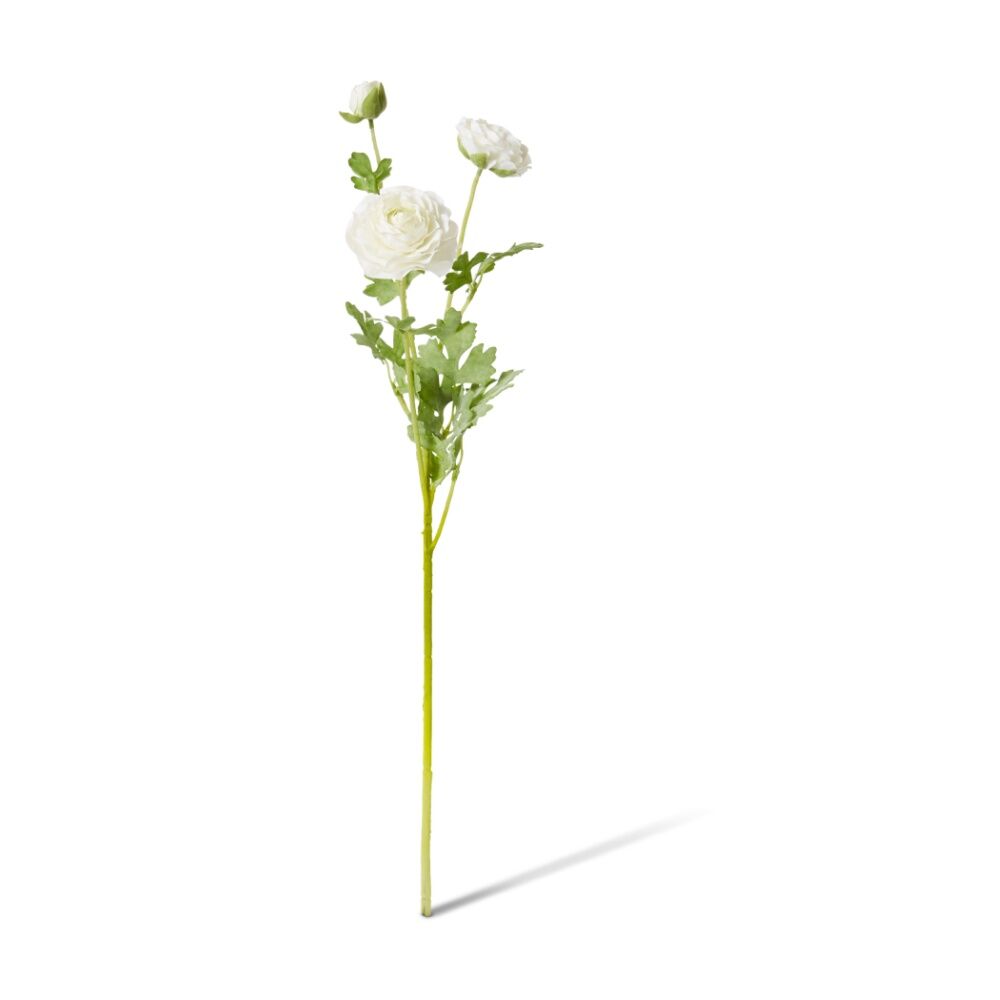 2PK E Style Ranunculus Floral Stem Spray Artificial Flower White 20x18x64cm