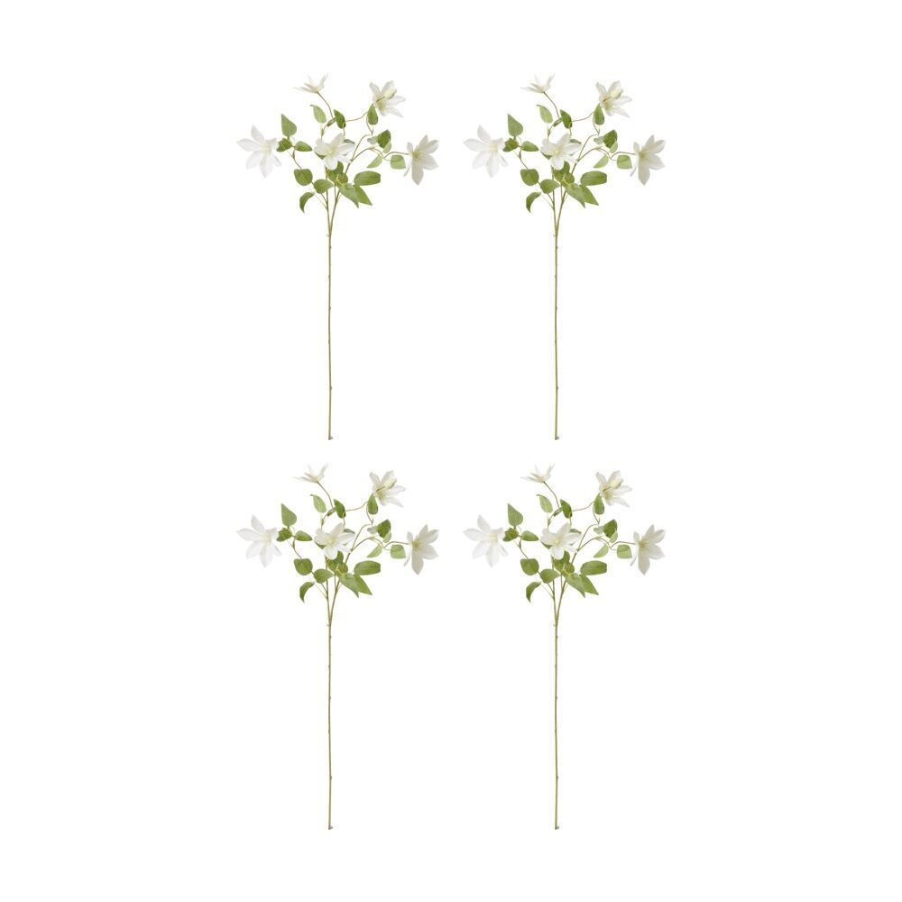4PK E Style Clematis Stem Durable Artificial Flower White 42x20x86cm