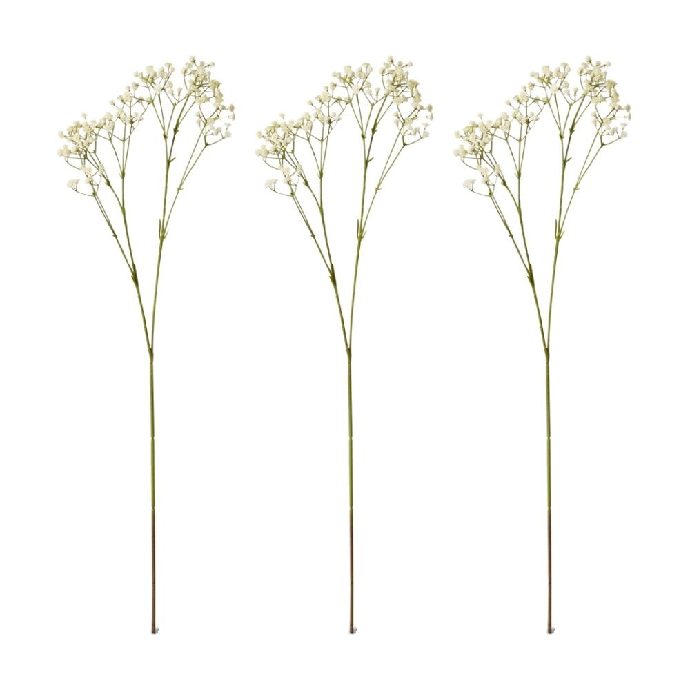 3PK E Style Gypsophila Baby's Breath Spray Artificial Flower White 28x16x74cm