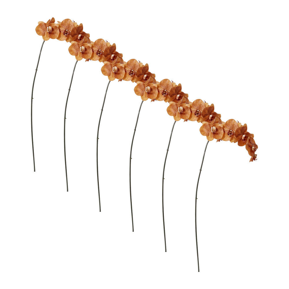 6PK E Style Phalaenopsis Orchid Stem Artificial Flower Rust 20x8x95cm