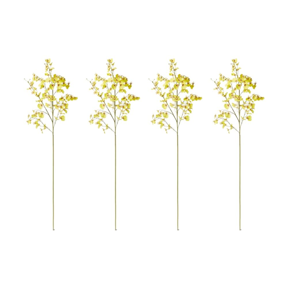 4PK E Style Orchid Dancing Spray Stem Artificial Flower Yellow 36x30x102cm