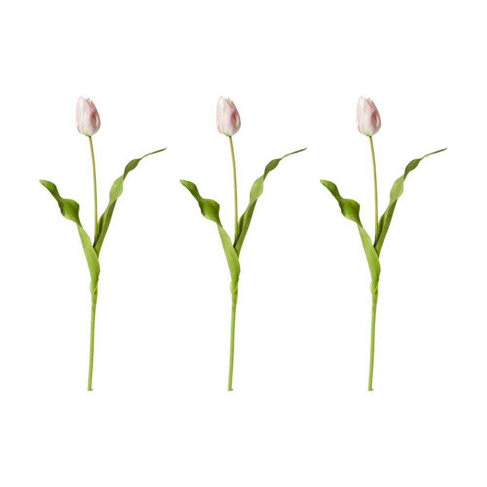 3PK E Style Tulip Dutch Stem Durable Decor Artificial Flower Pink 13x10x57cm