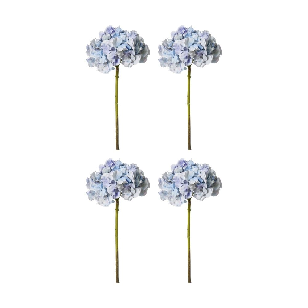 4PK E Style Hydrangea Stem Artificial Flower Durable Decor Blue 25x25x53cm
