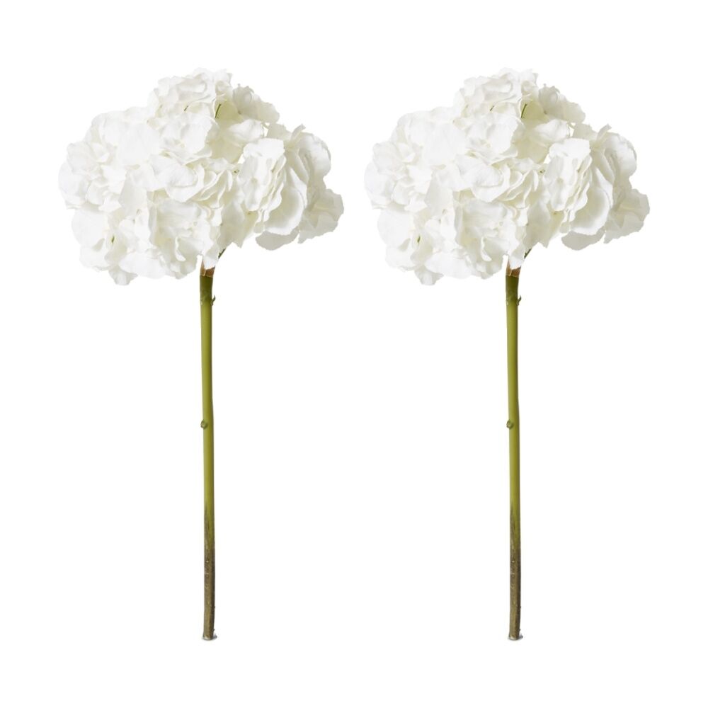 2PK E Style Hydrangea Stem Artificial Flower Durable Decor White 25x25x53cm