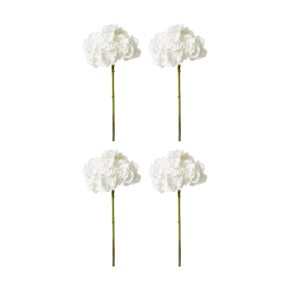 4PK E Style Hydrangea Stem Artificial Flower Durable Decor White 25x25x53cm