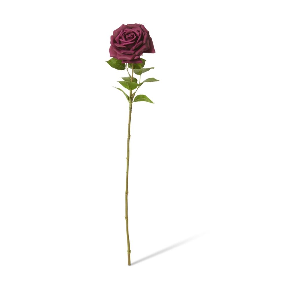 6PK E Style Rose Garden Stem Durable Artificial Flower Burgundy 22x14x66cm