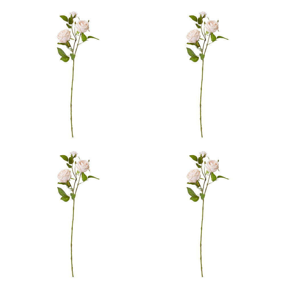 4PK E Style Rose Austin Spray Elegant Artificial Flower Blush Pink 24x16x78cm