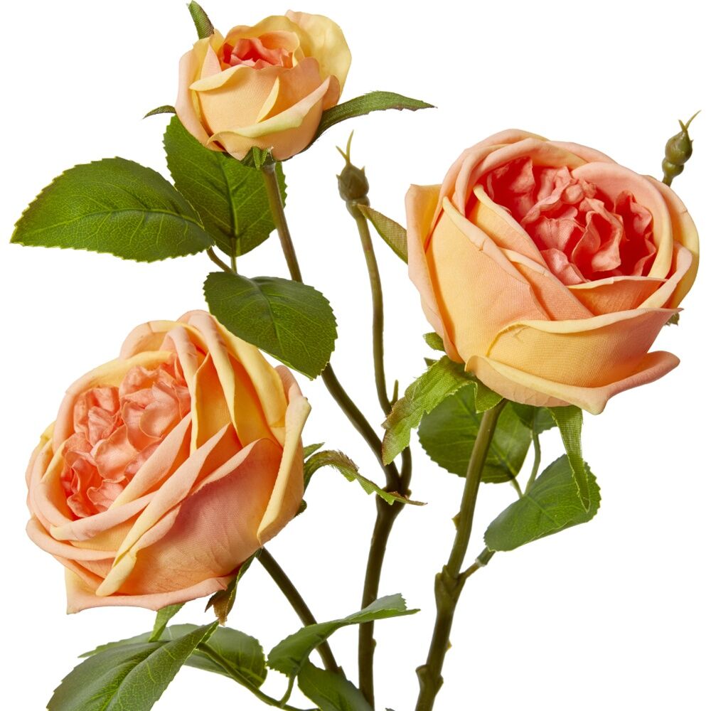 2PK E Style Rose Austin Spray Elegant Artificial Flower Orange 24x16x78cm