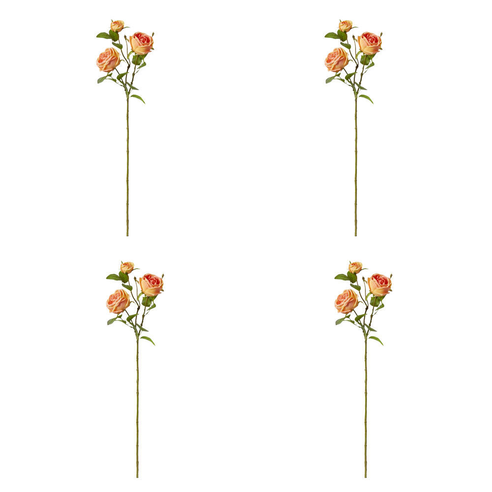 4PK E Style Rose Austin Spray Elegant Artificial Flower Orange 24x16x78cm