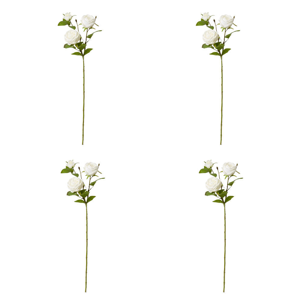 4PK E Style Rose Austin Spray Elegant Artificial Flower White 24x16x78cm