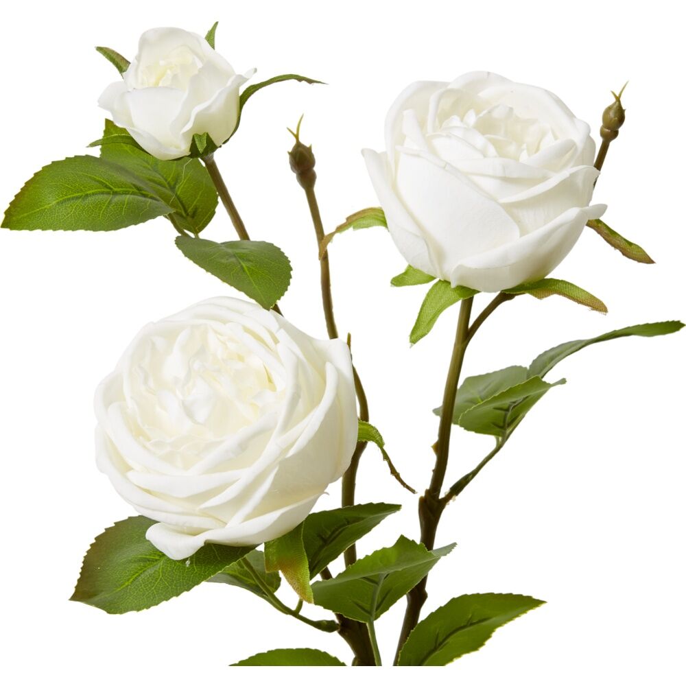 4PK E Style Rose Austin Spray Elegant Artificial Flower White 24x16x78cm