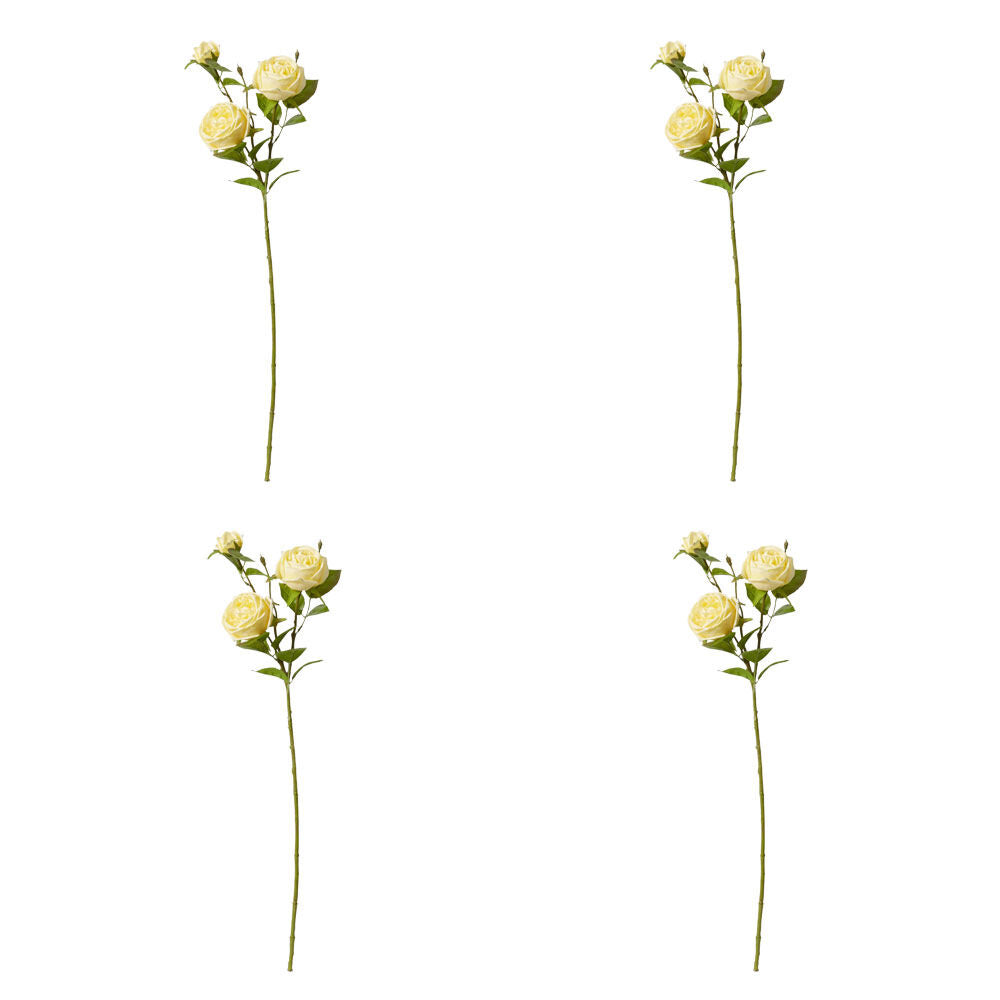 4PK E Style Rose Austin Spray Elegant Artificial Flower Yellow 24x16x78cm