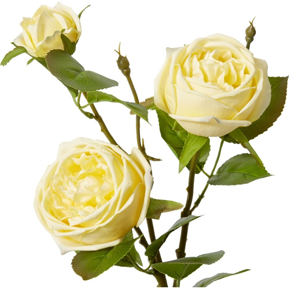 4PK E Style Rose Austin Spray Elegant Artificial Flower Yellow 24x16x78cm