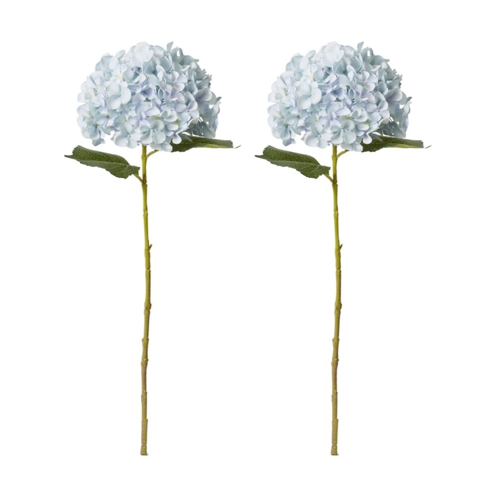 2PK E Style Hydrangea Garden Large Stem Artificial Flower Light Blue 19x31x65cm