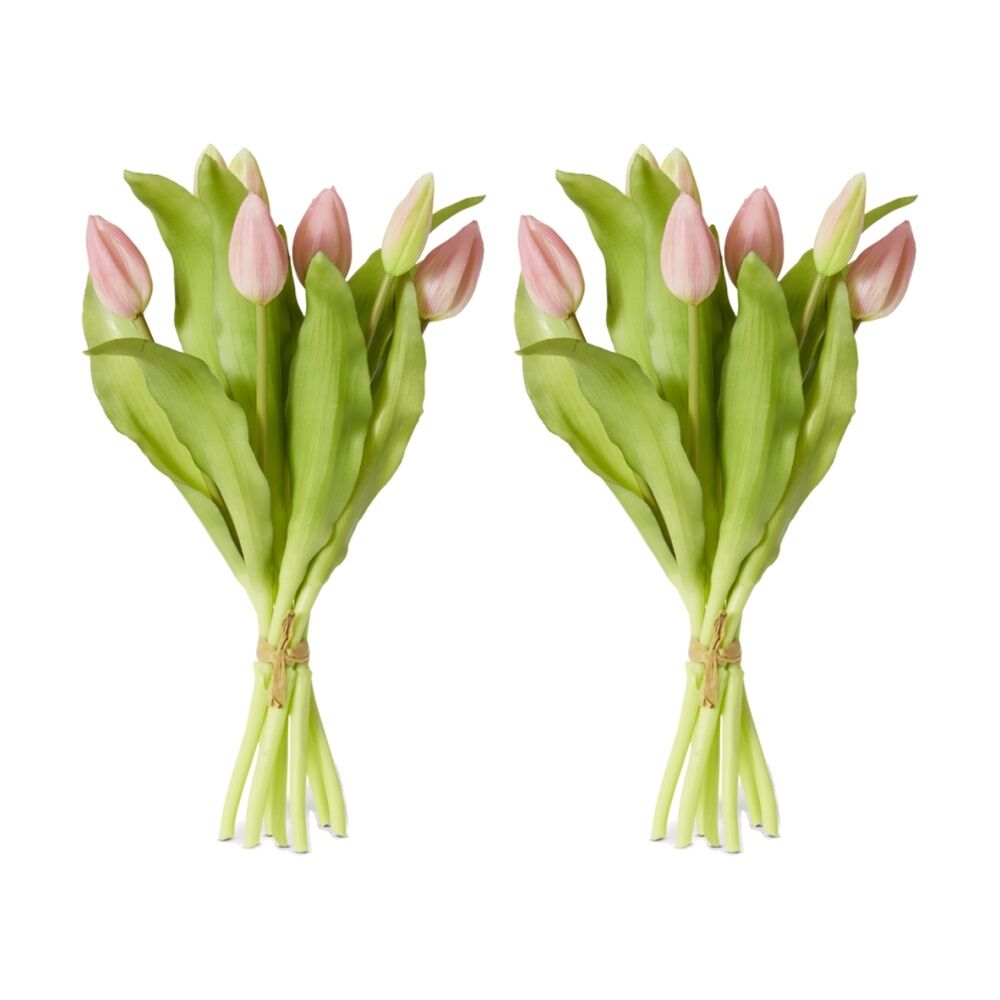 2PK E Style Tulip Bud Bundle Artificial Flower Decoration Pink 18x18x30cm