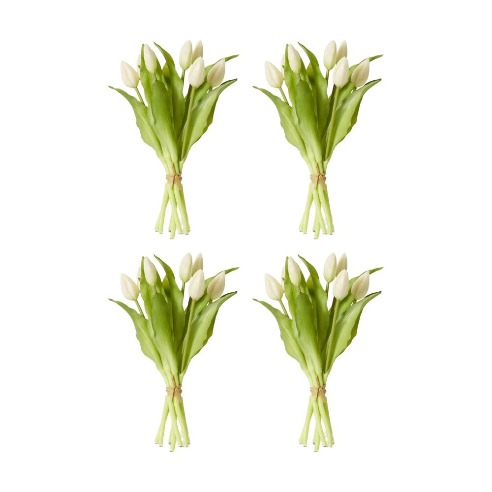 4PK E Style Tulip Bud Bundle Artificial Flower Decoration White 22x22x30cm