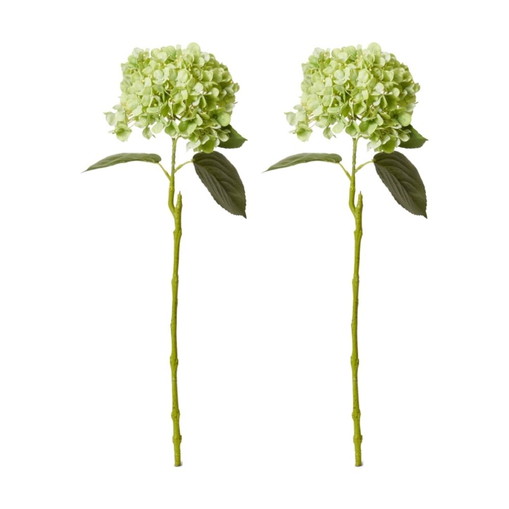 2PK E Style Hydrangea Bloom Stem Artificial Flower Green 25x20x60cm