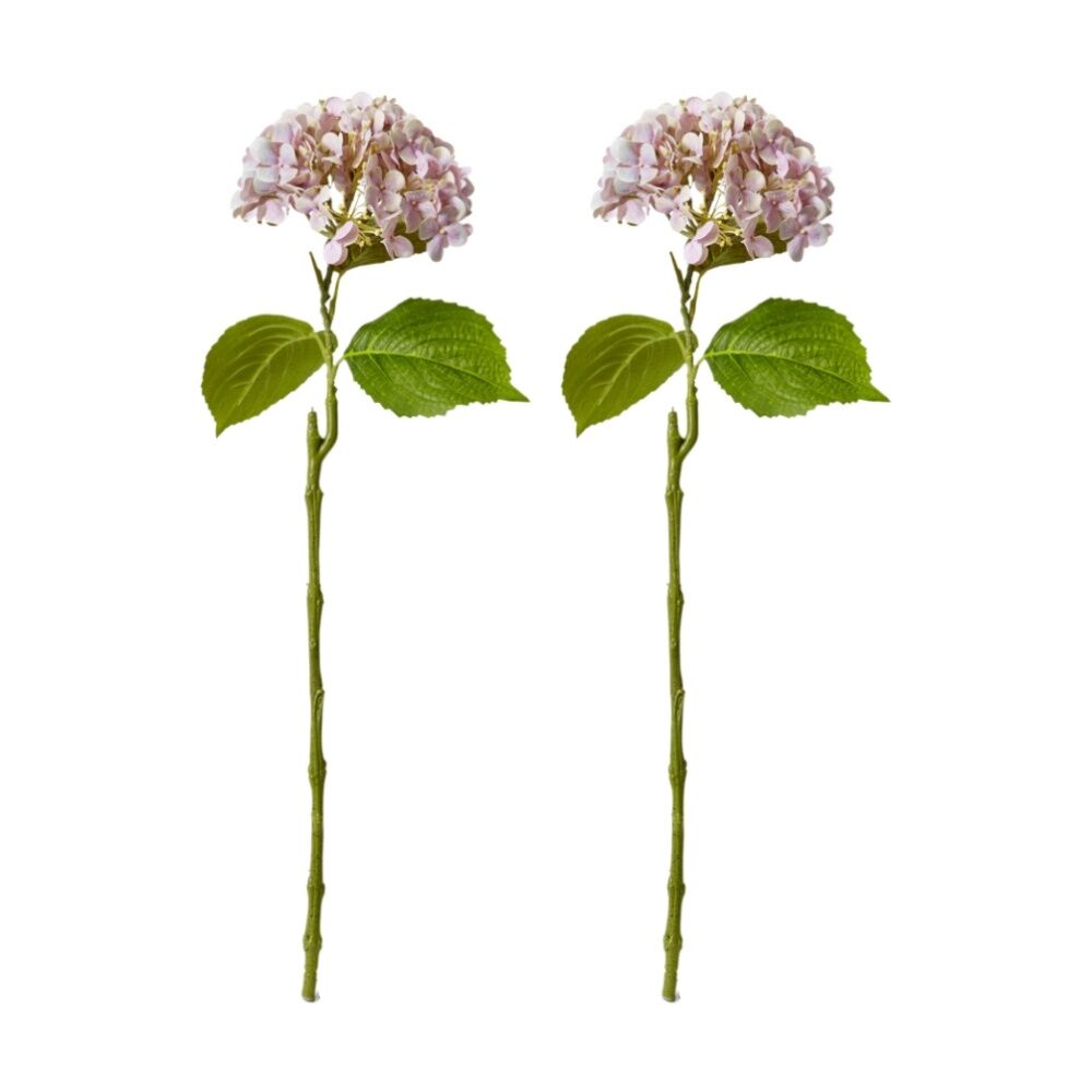 2PK E Style Hydrangea Bloom Stem Artificial Flower Pink 25x20x60cm