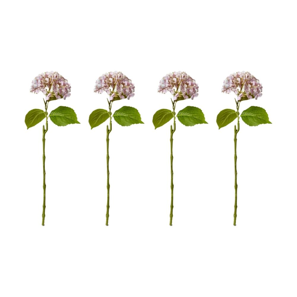 4PK E Style Hydrangea Bloom Stem Artificial Flower Pink 25x20x60cm