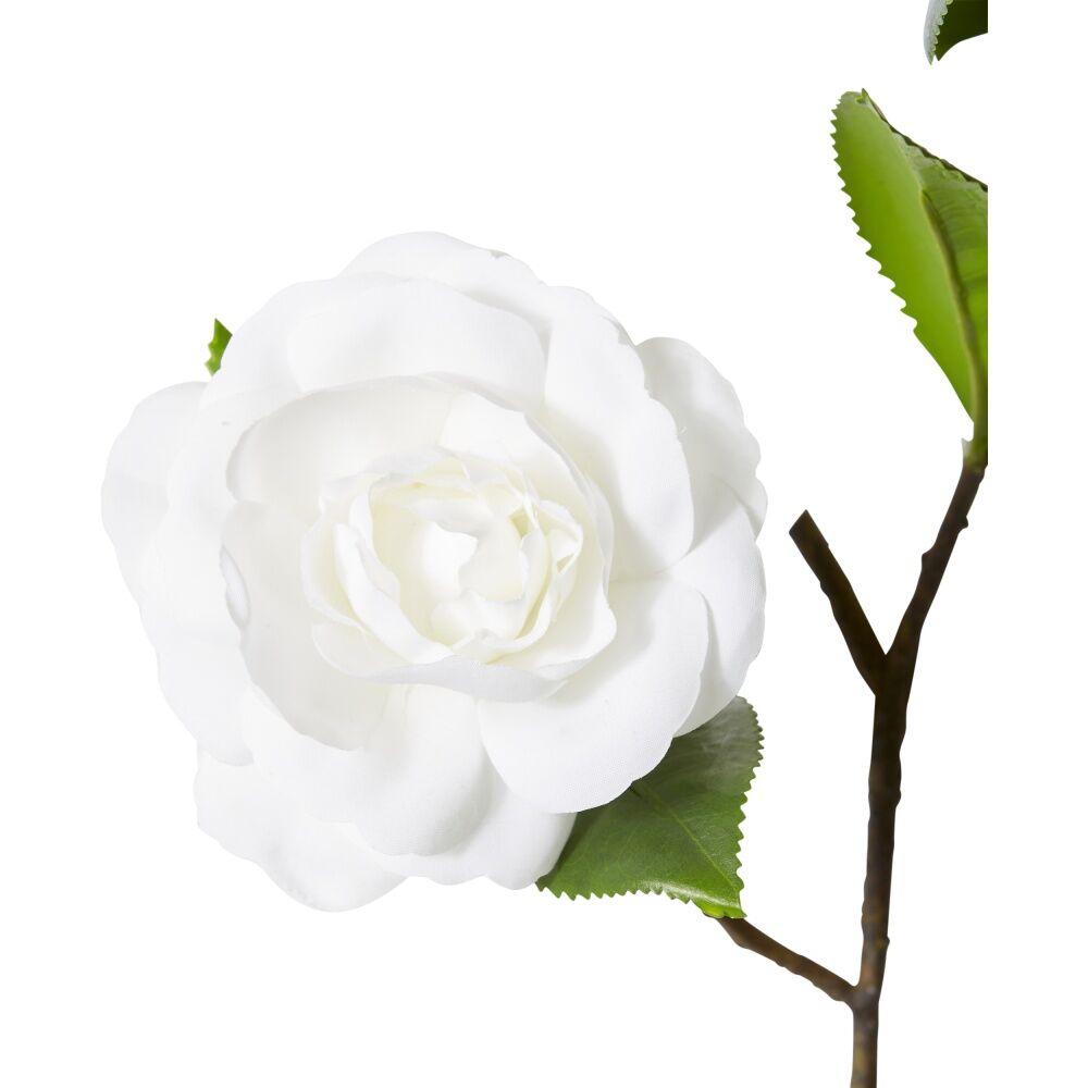 E Style Camellia Spray Artificial Flower Stem White Green 30x25x69cm