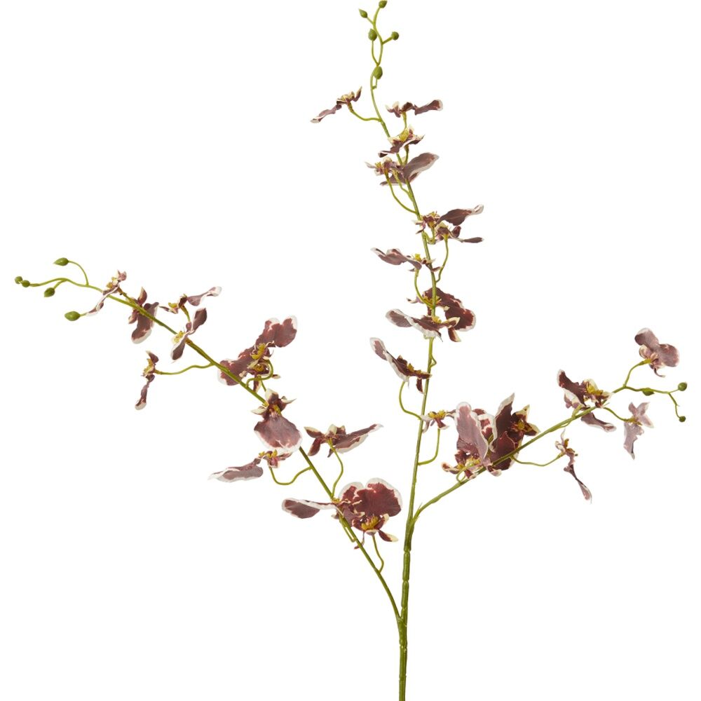 2PK E Style Dancing Orchid Spray Artificial Flower Stem Burgundy 23x10x97cm