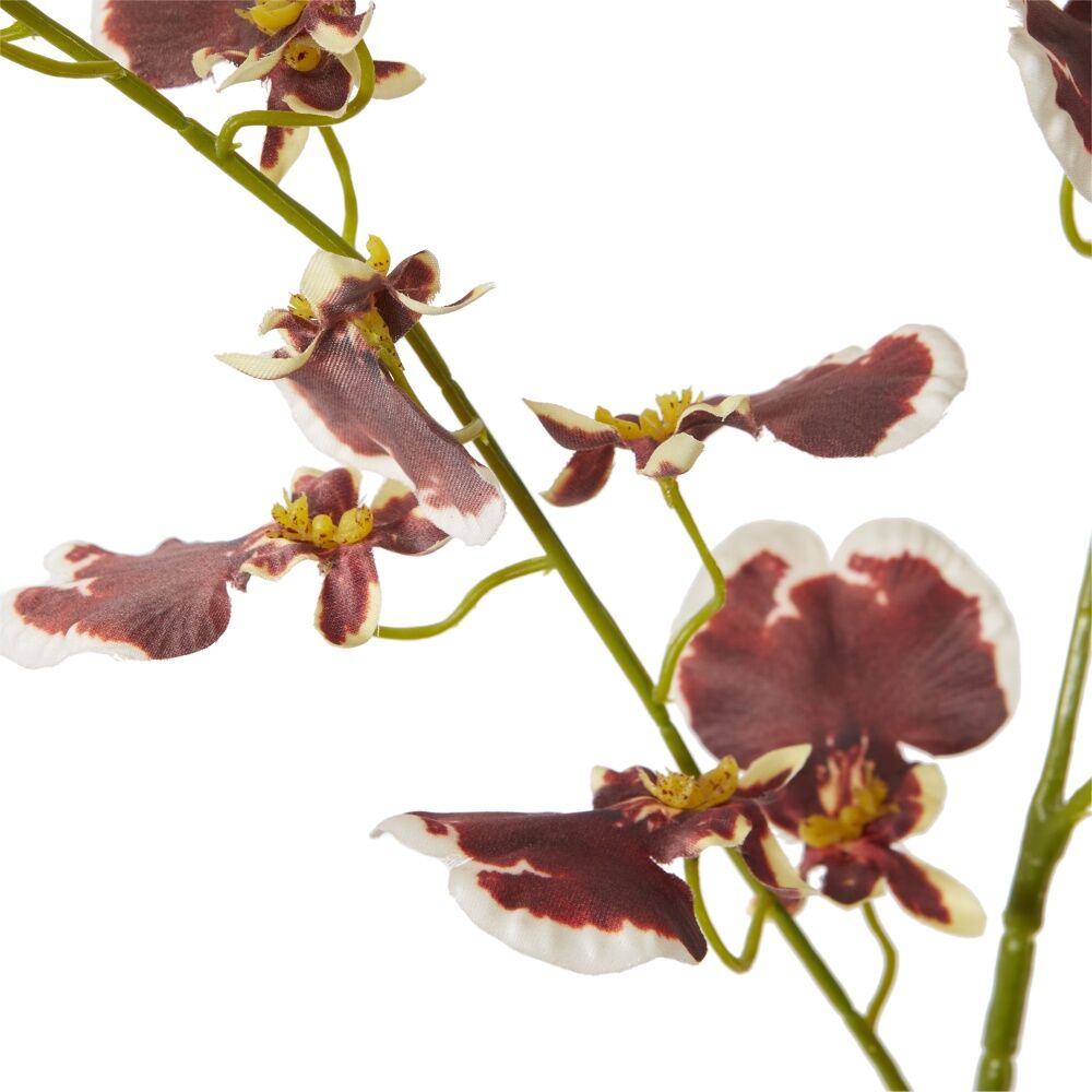 2PK E Style Dancing Orchid Spray Artificial Flower Stem Burgundy 23x10x97cm