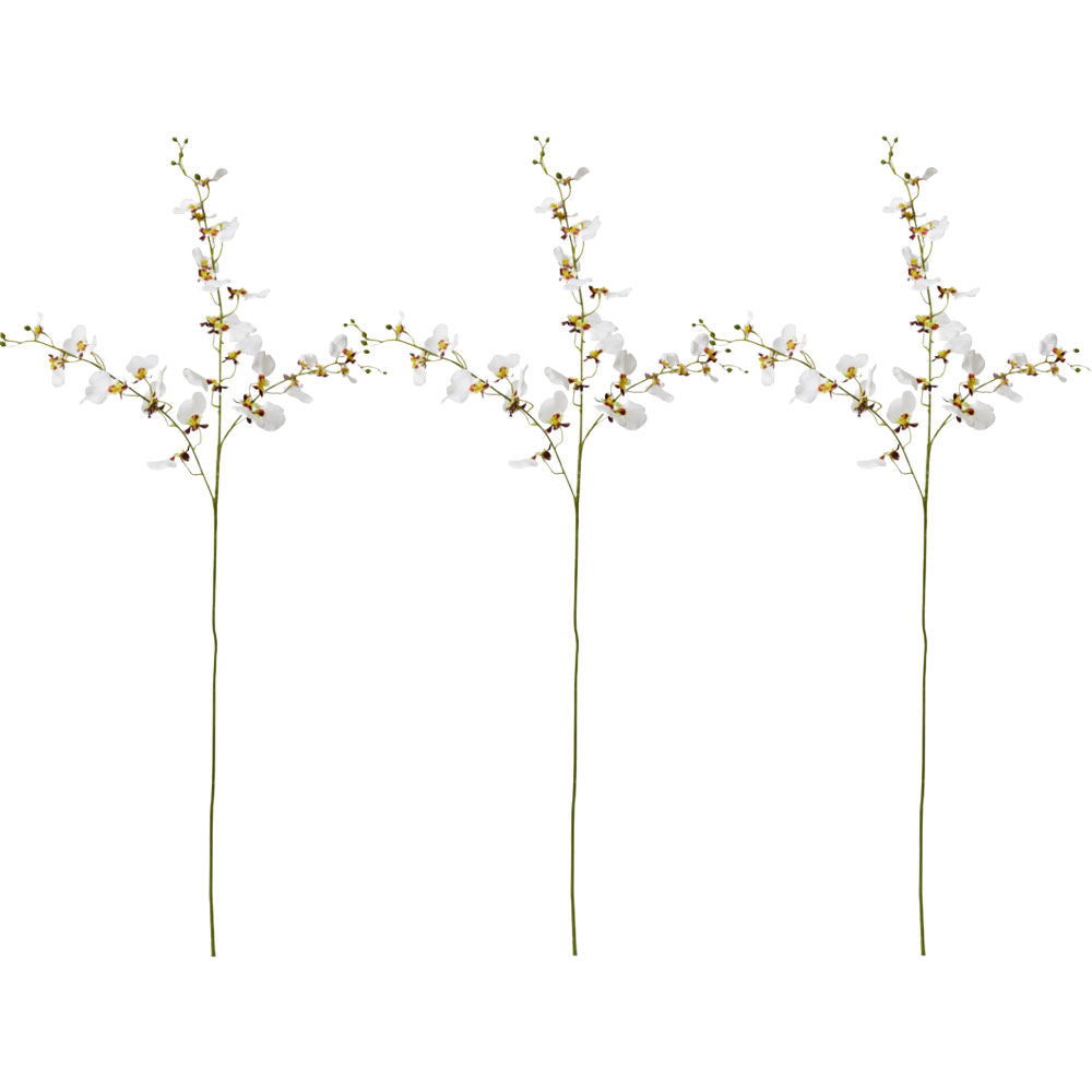 3PK E Style Dancing Orchid Spray Artificial Flower Decoration White 23x10x97cm