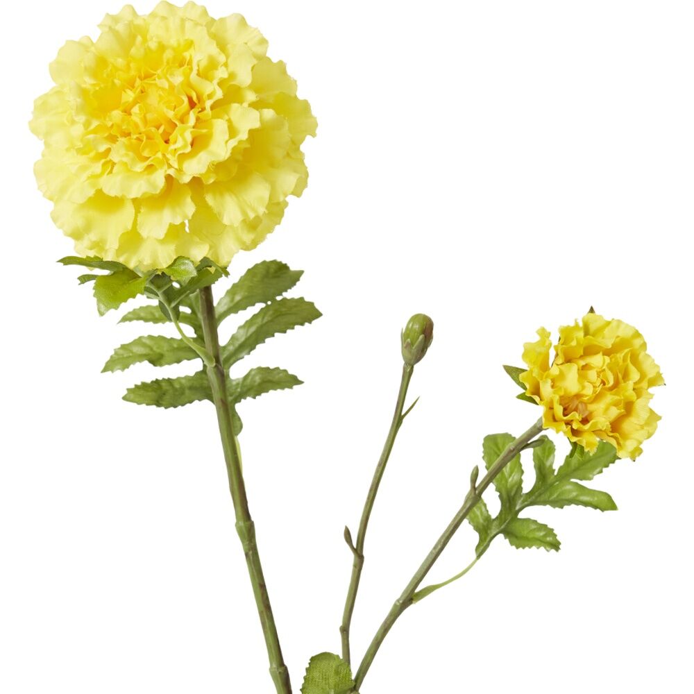 6PK E Style Marigold Spray Artificial Flower Stem Decoration Yellow 8x14x64cm