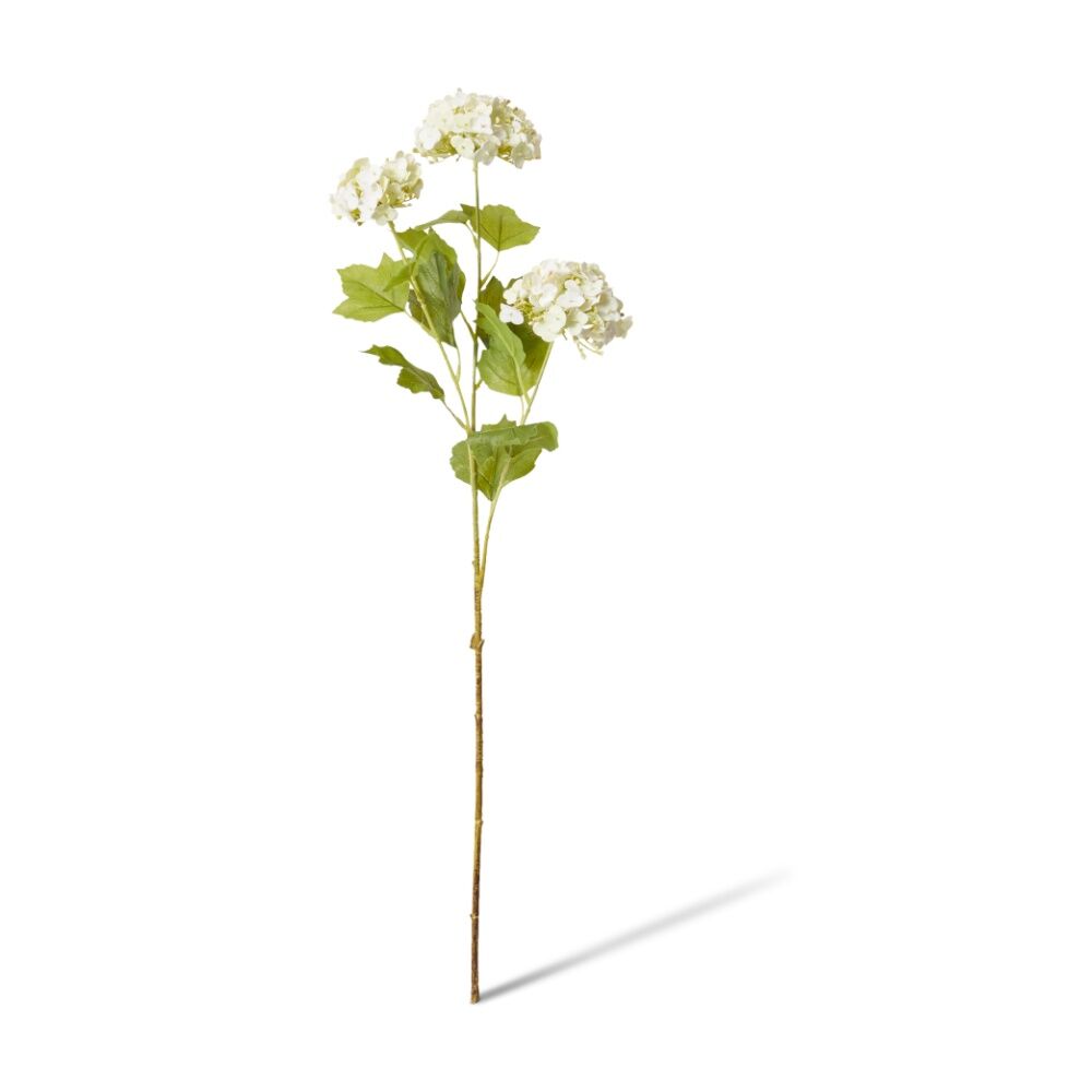 E Style Snowball Spray Artificial Flower Stem White/Soft Green 26x18x68cm