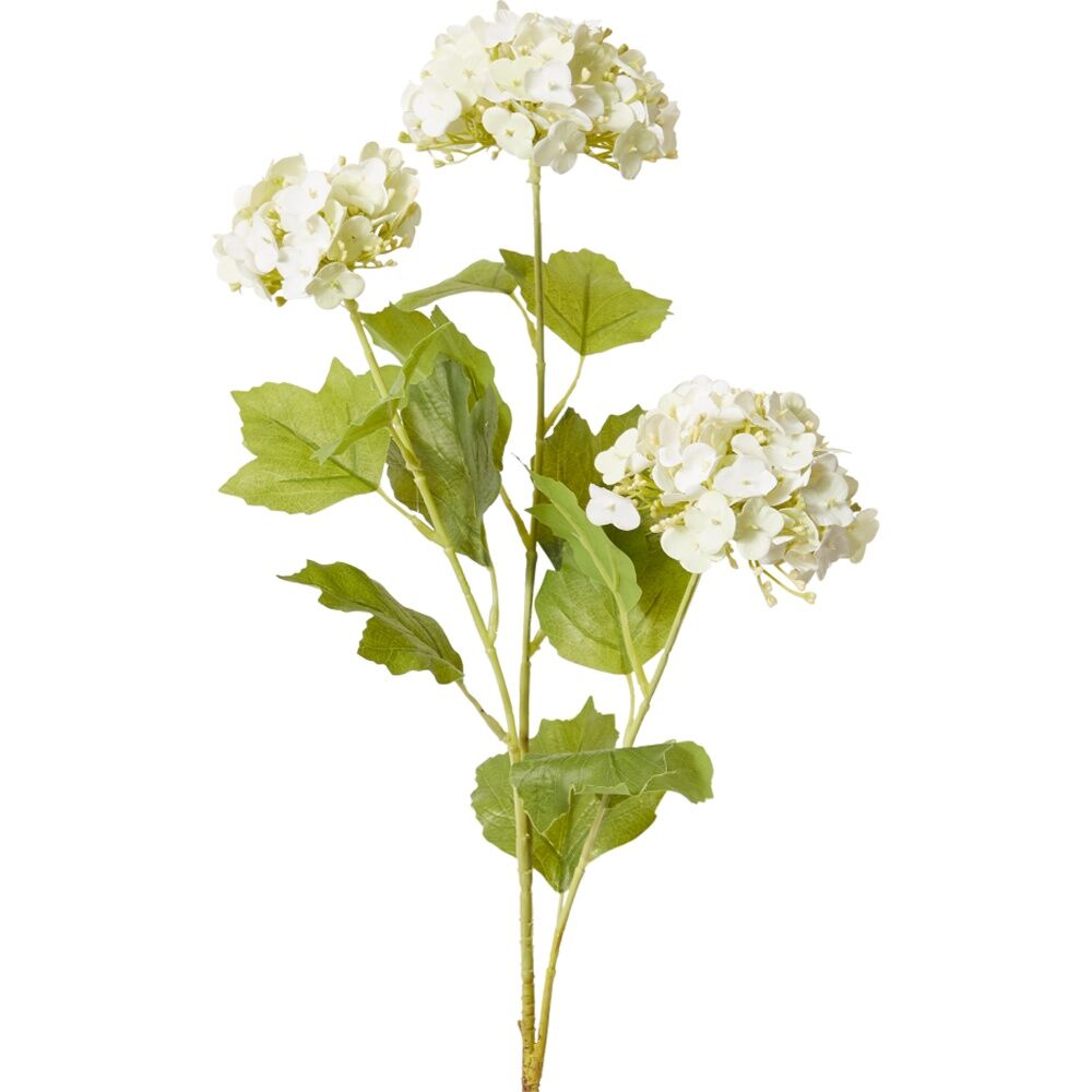 E Style Snowball Spray Artificial Flower Stem White/Soft Green 26x18x68cm